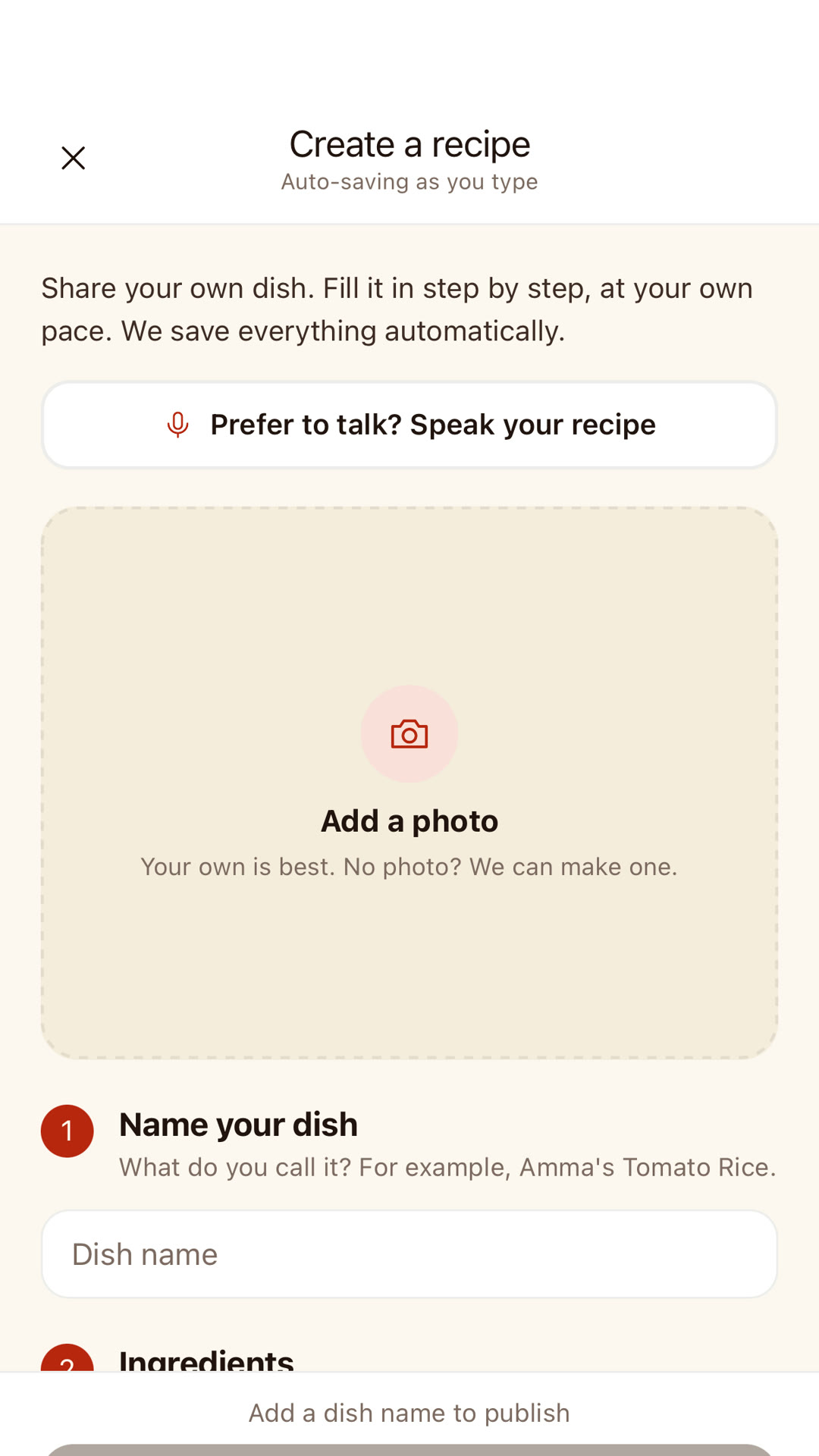 Create your own recipe by voice in RasanAi